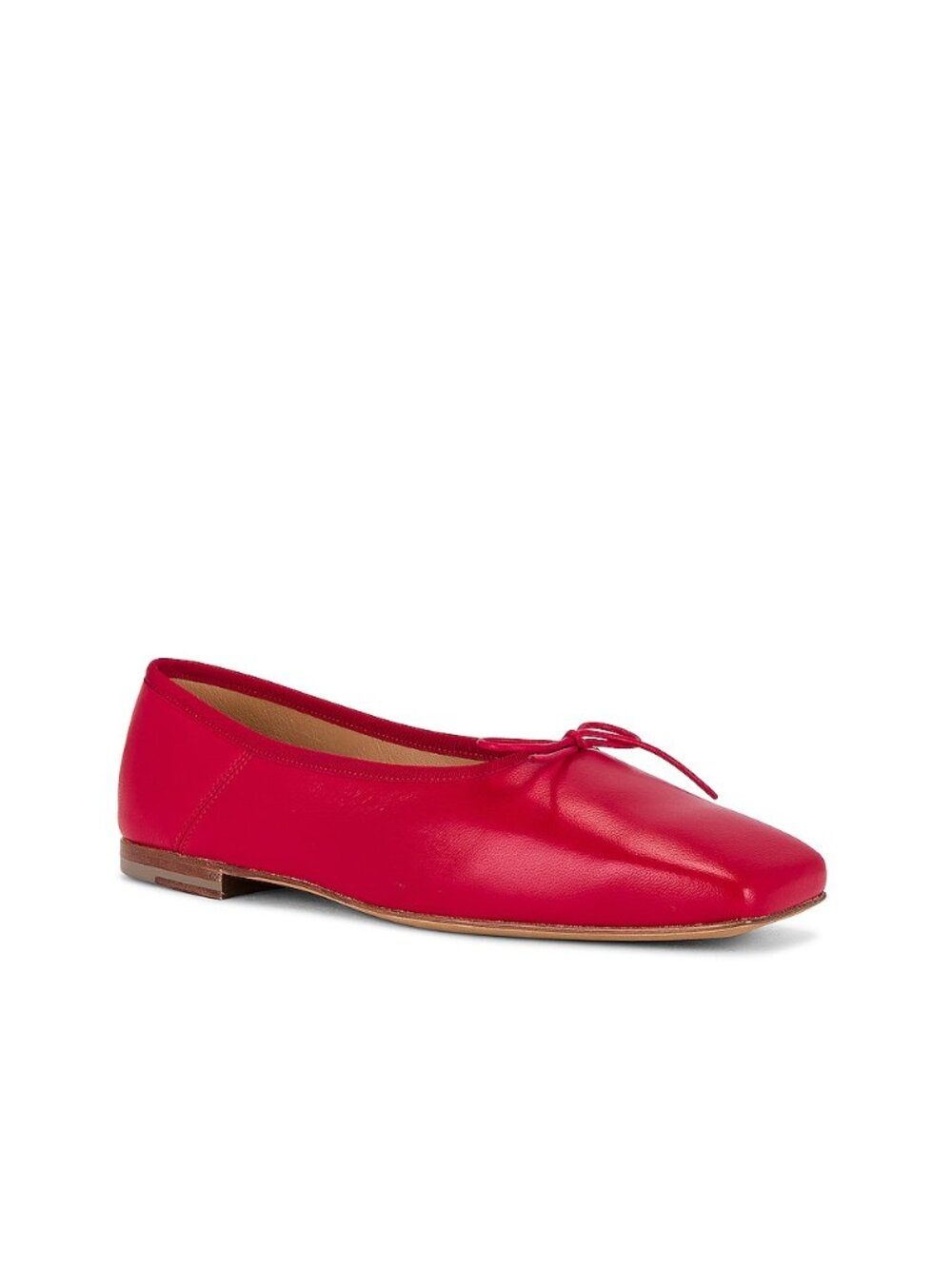 Mansur Gavriel Square Toe Ballerina Flat in Poppy red ballet leather shoe - Picture 6 of 9